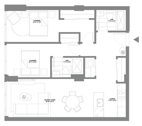 a floor plan of a house with a living room and a dining room